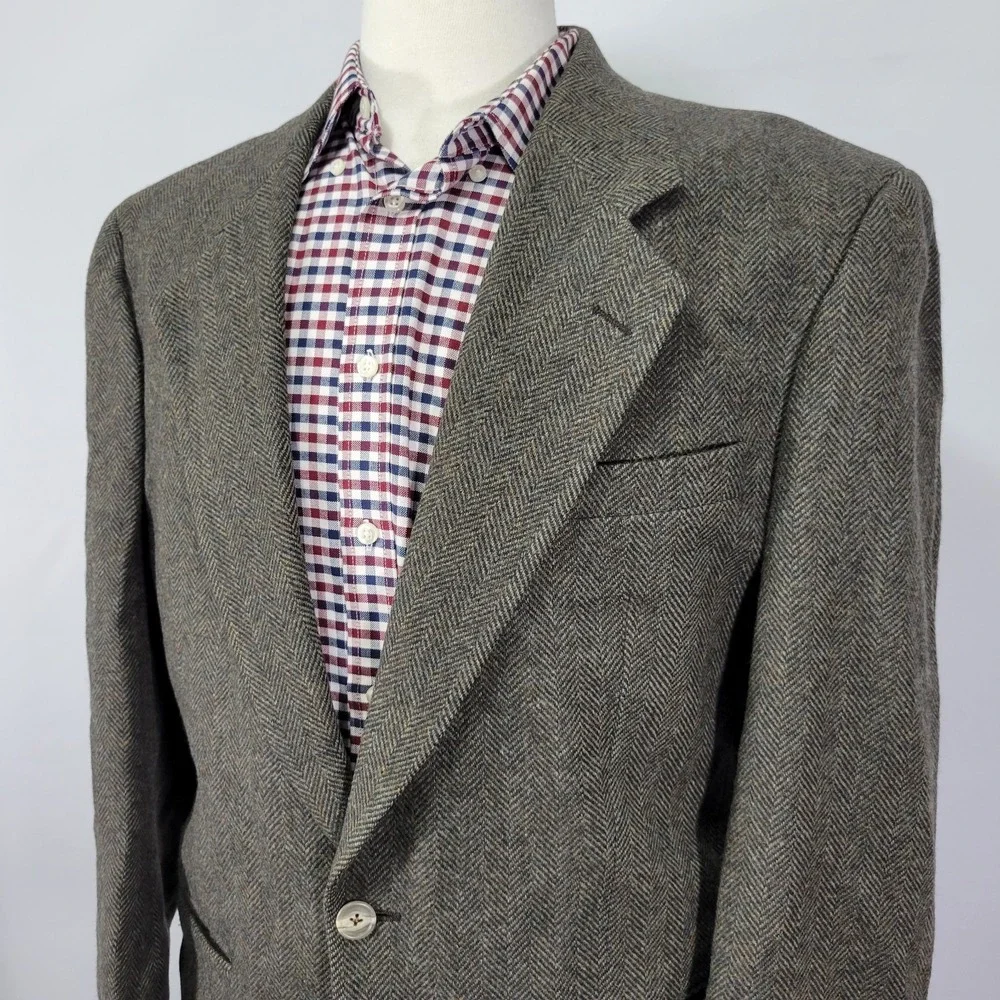 Rivera Collection Men's Tweed Sport Coat Two‎ Button Brown Herringbone about 43R